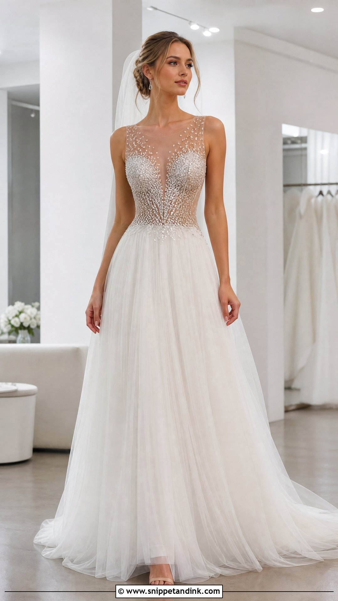 Swarovski Crystal Illusion Bodice Wedding Dress - Snippet and Ink - 20 Swarovski Wedding Dress Ideas