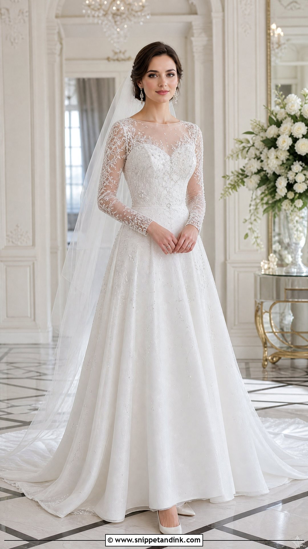 Swarovski Crystal Long Sleeve Wedding Dress - Snippet and Ink - 20 Swarovski Wedding Dress Ideas