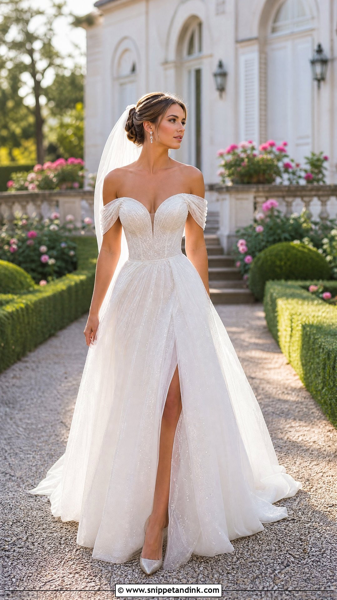 Swarovski Crystal Off Shoulder Wedding Dress - Snippet and Ink - 20 Swarovski Wedding Dress Ideas