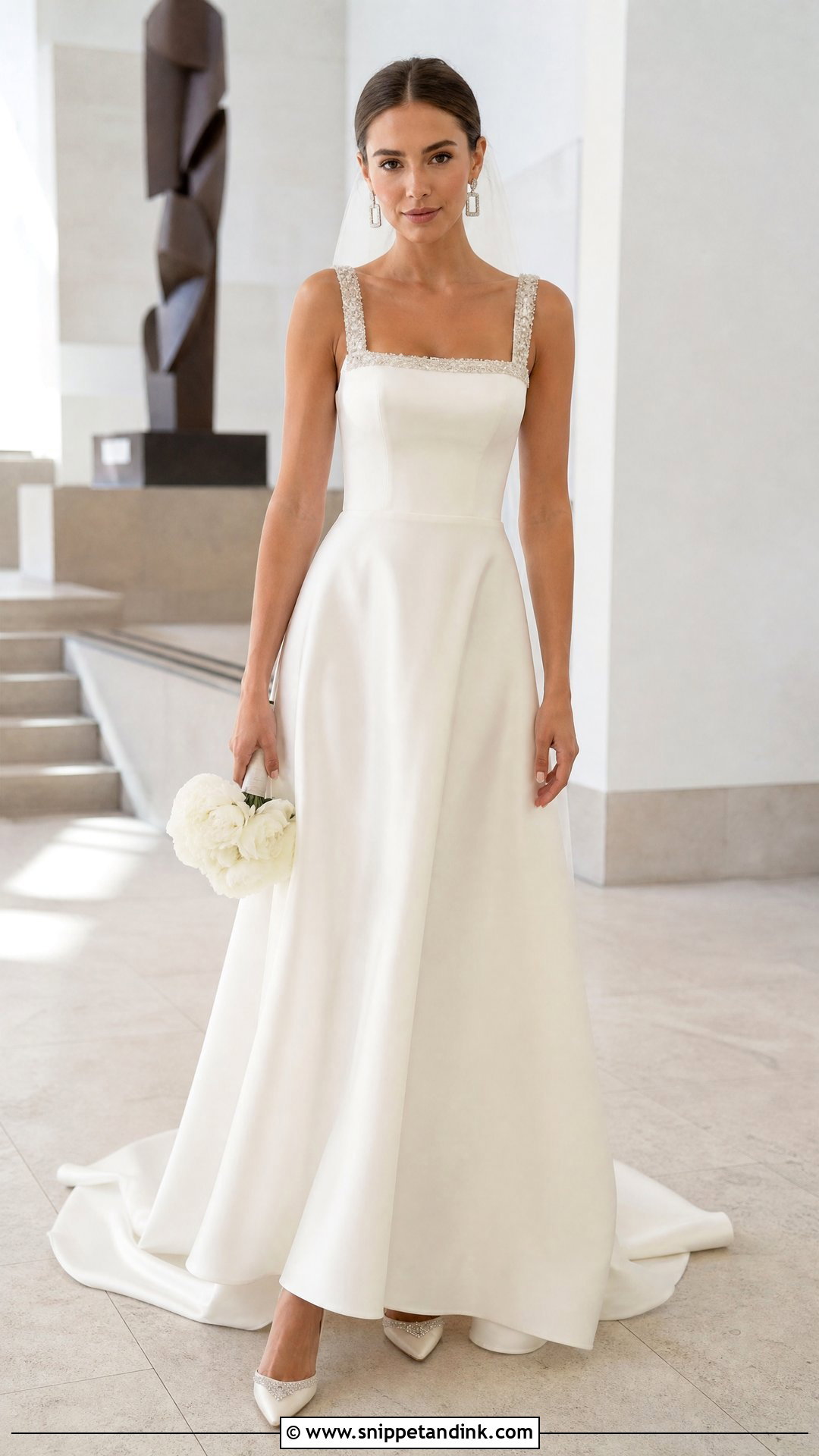 Swarovski Crystal Square Neck Wedding Dress - Snippet and Ink - 20 Swarovski Wedding Dress Ideas