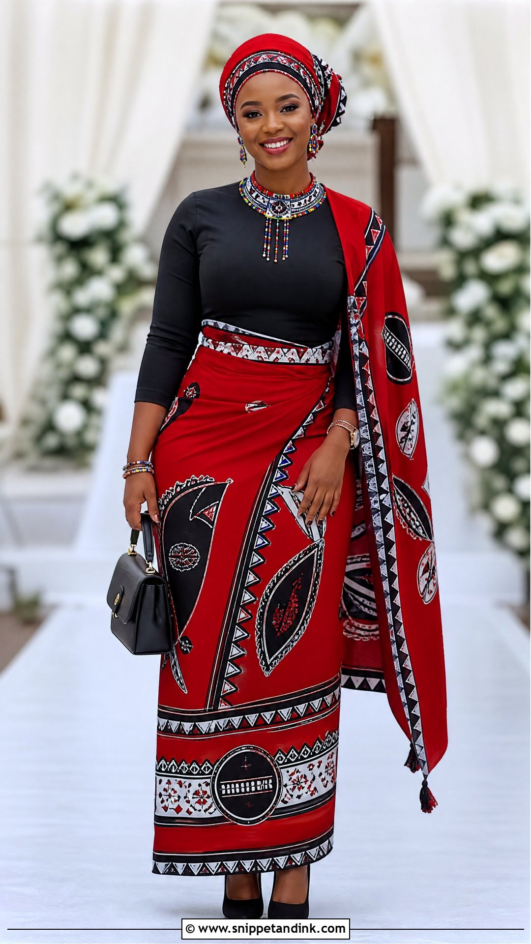 Swati Red And Black Lobola Dress - Snippet and Ink - 20 Traditional Lobola Dresses