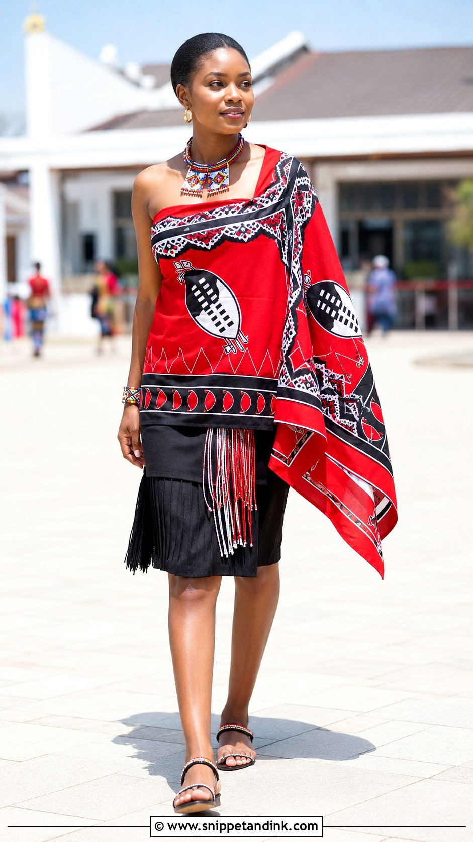 Swazi Red Emahiya Outfit - Snippet and Ink - 25 Swazi Traditional Attire Women Ideas