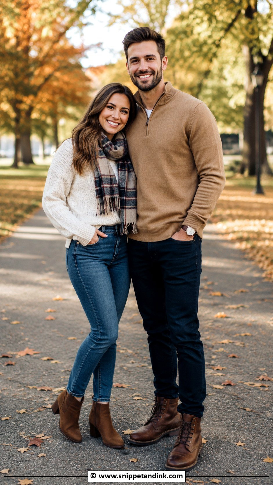 Sweater And Jeans Couple Photoshoot Outfit - Snippet and Ink - 30 Couple Photoshoot Outfits