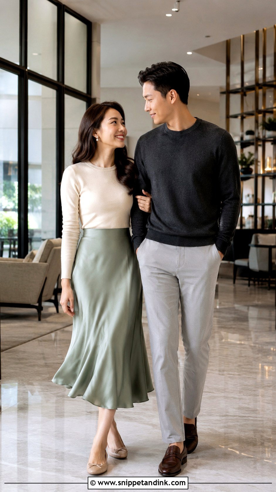Sweater And Midi Skirt Indoor Prewed Outfit - Snippet and Ink - 20 Prewed Casual Indoor Ideas