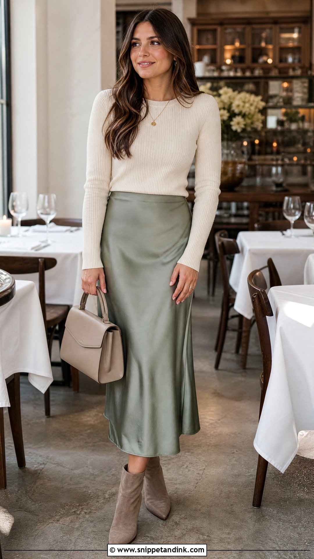 Sweater And Midi Skirt Wedding Tasting Outfit - Snippet and Ink - 20 Wedding Tasting Outfit Ideas