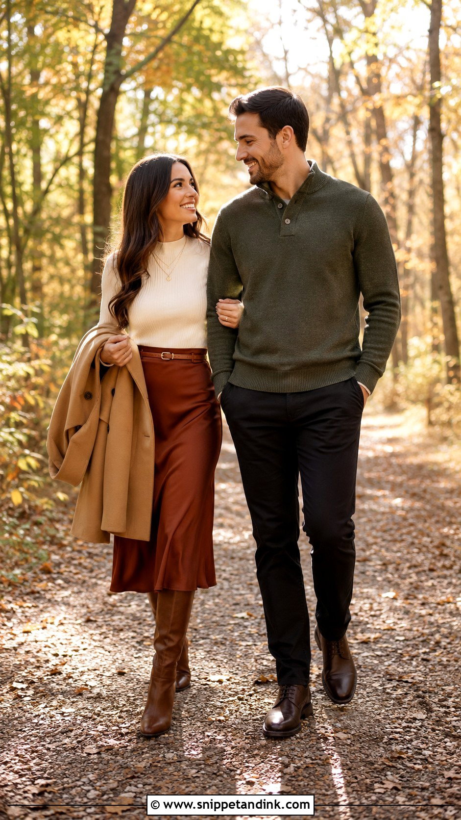 Sweater and Midi Skirt Fall Prenup Outfit - Snippet and Ink - 20 Prenup Ideas Outfits