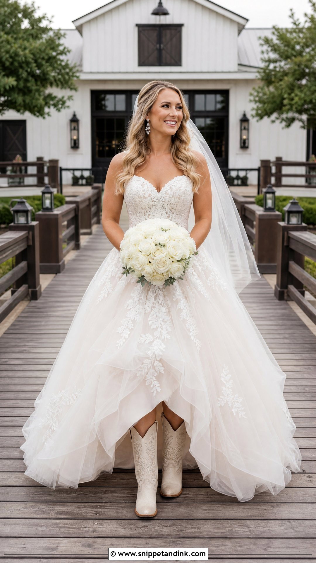 Sweetheart Ball Gown With Cowboy Boots - Snippet and Ink - 20 Wedding Dresses with Cowboy Boots