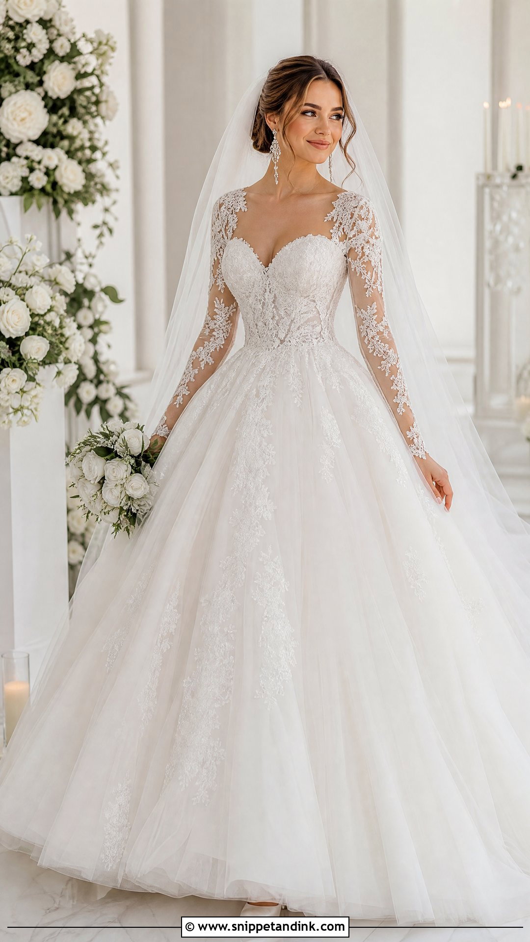 Sweetheart Ballgown Wedding Dress With Sleeves - Snippet and Ink - 25 Ballgown Wedding Dress with Sleeves