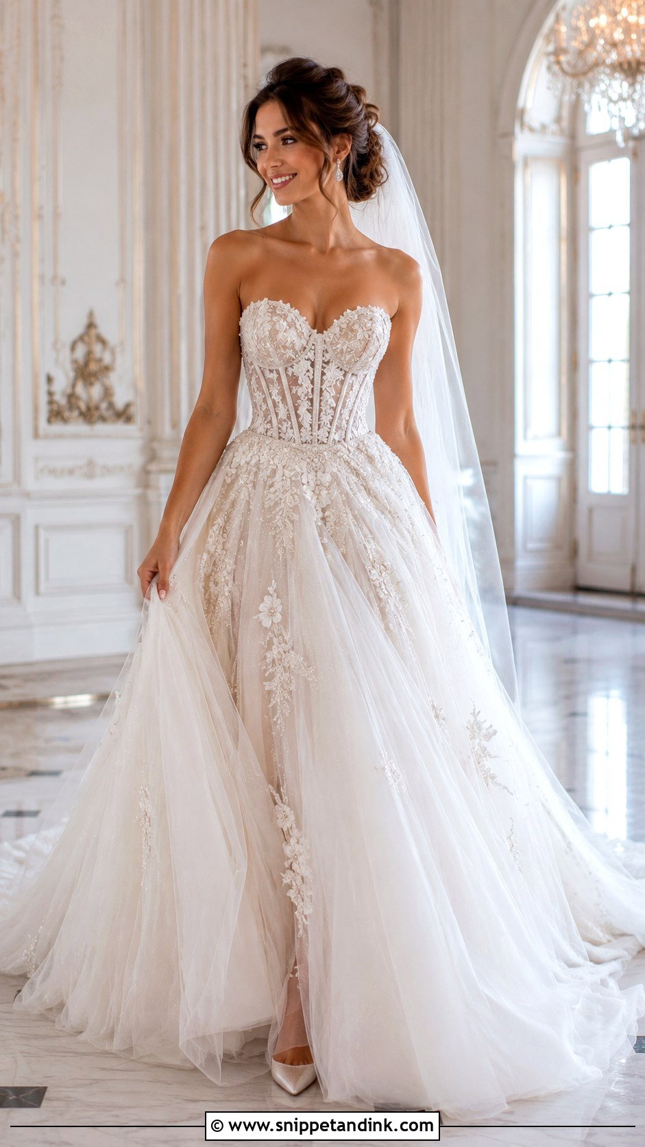 Sweetheart Beaded Lace Wedding Dress - Snippet and Ink - 20 Beaded Lace Wedding Dress Ideas