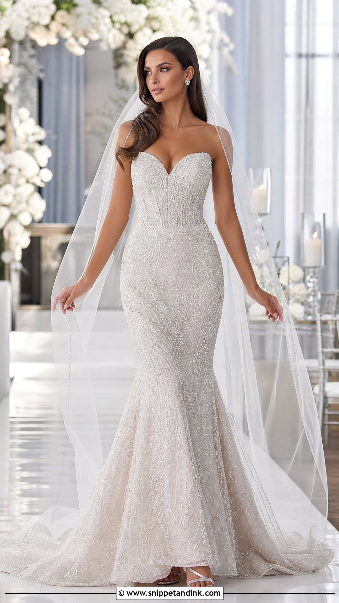 Sweetheart Beaded Trumpet Wedding Dress - Snippet and Ink - 20 Tight Fitting Wedding Dresses