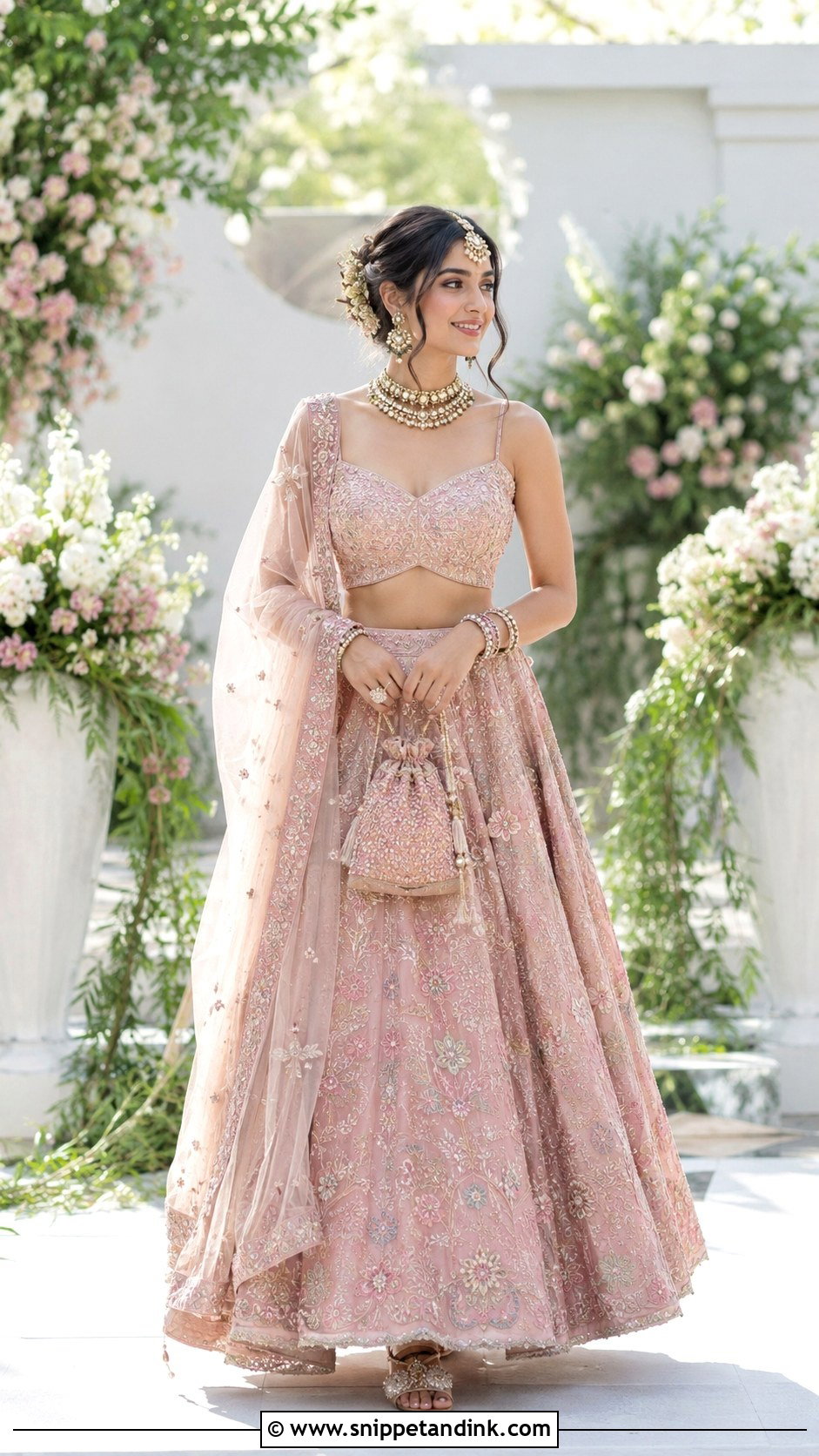 Sweetheart Bridal Blouse With Pastel Lehenga - Snippet and Ink - 20 Bridal Simple Blouse Designs
