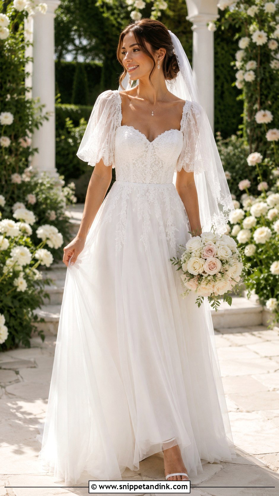 Sweetheart Butterfly Sleeve Wedding Dress - Snippet and Ink - 20 Butterfly Sleeve Wedding Dress Ideas