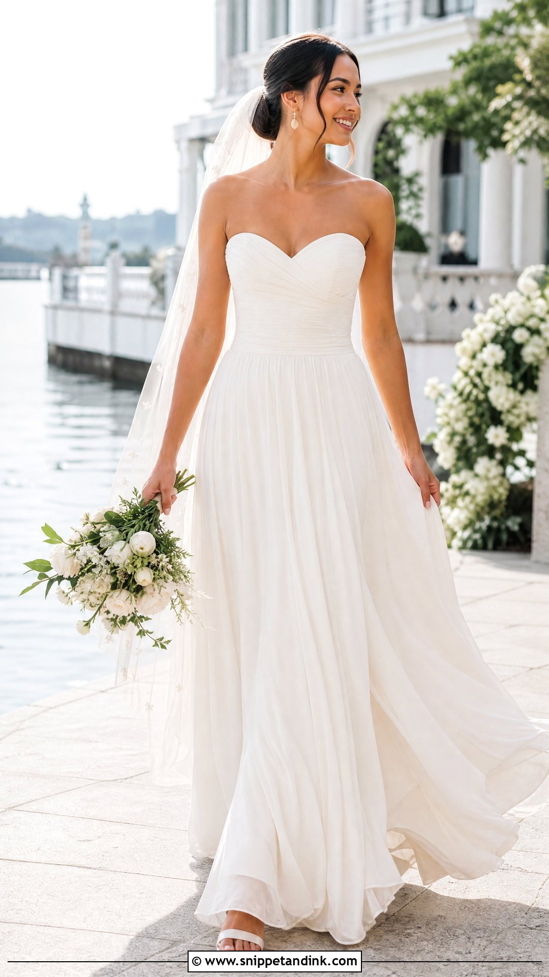 Sweetheart Chiffon A Line Wedding Dress - Snippet and Ink - 20 Sweet Heart Wedding Dress Ideas