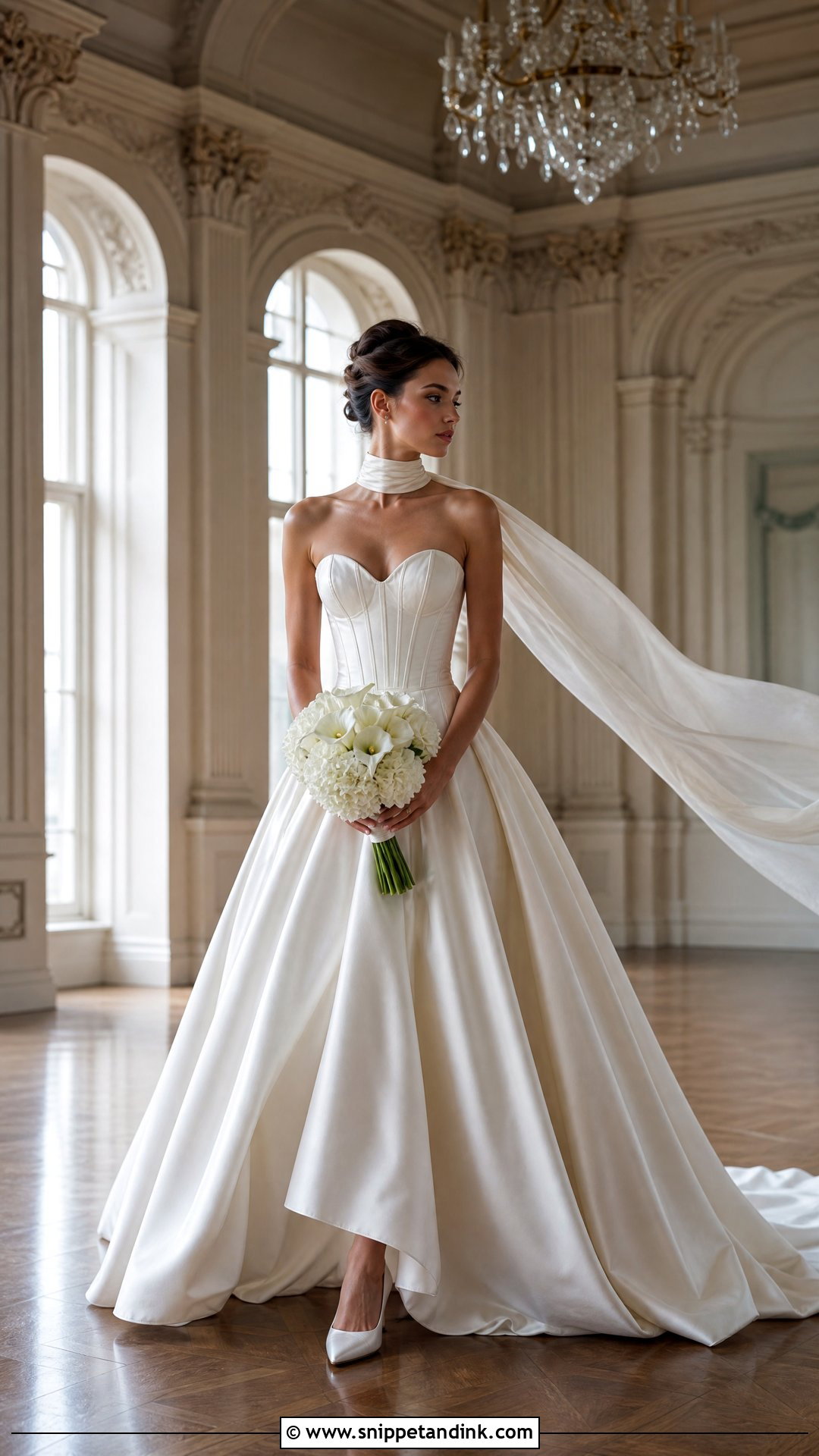 Sweetheart Corset Wedding Dress With Silk Scarf - Snippet and Ink - 25 Neck Scarf Wedding Dress Ideas