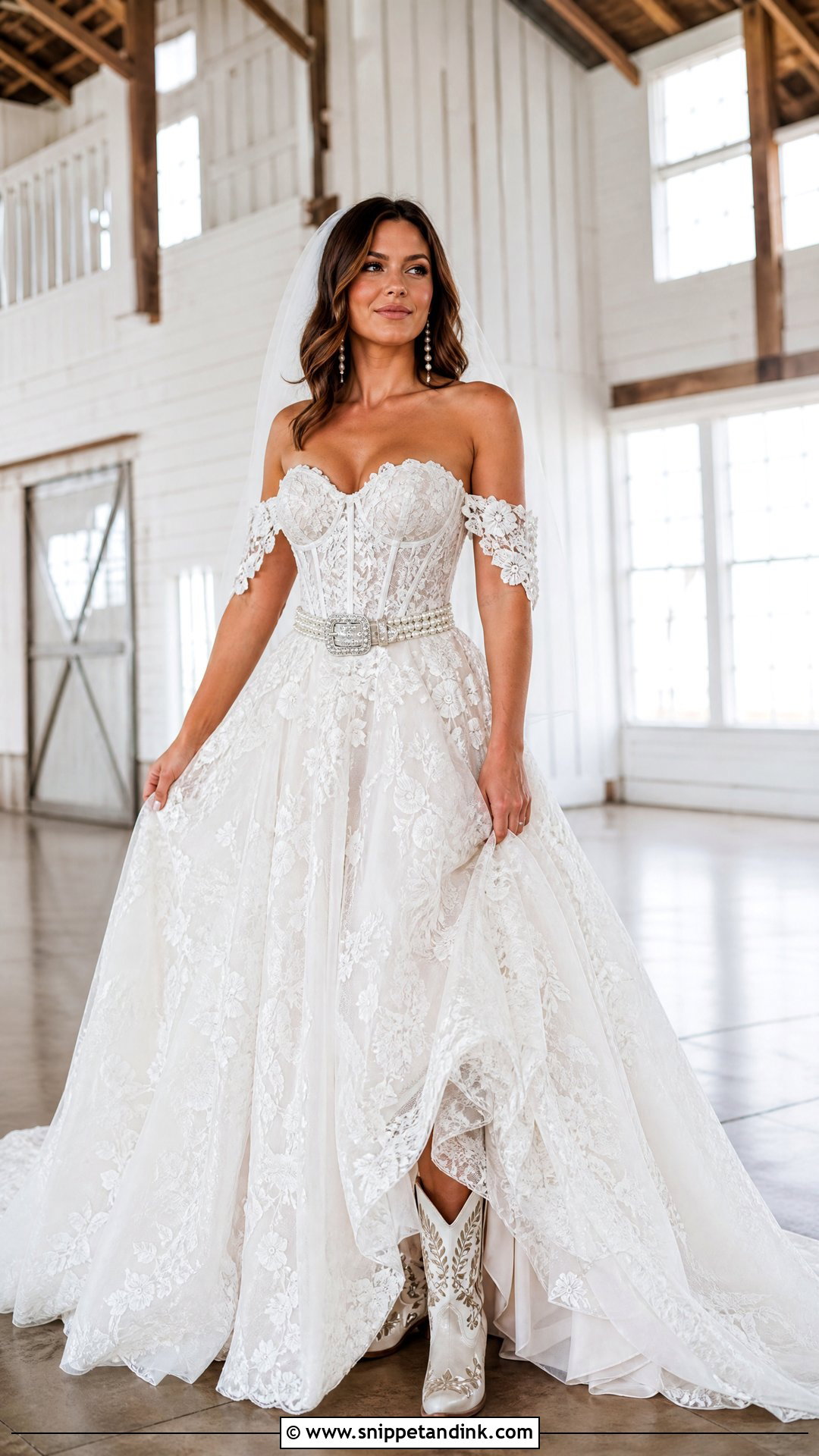 Sweetheart Corset Western Lace Wedding Dress - Snippet and Ink - 20 Western Lace Wedding Dress Ideas