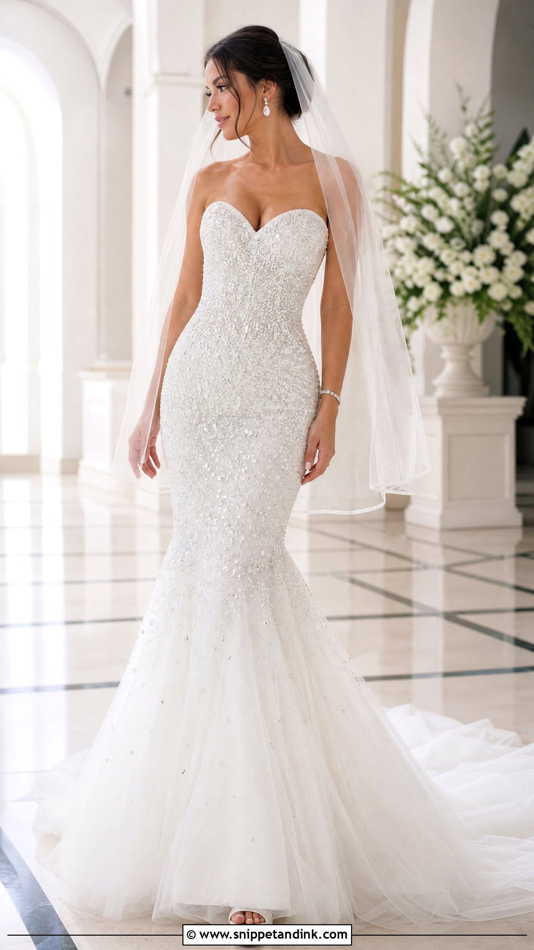 Sweetheart Crystal Mermaid Wedding Dress - Snippet and Ink - 20 Mermaid Bling Wedding Dresses