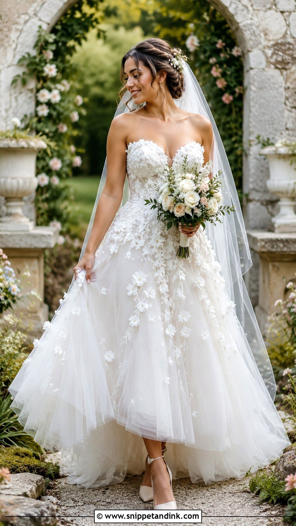 Sweetheart Floral Applique Wedding Dress - Snippet and Ink - 25 Sweetheart Wedding Dress Ideas