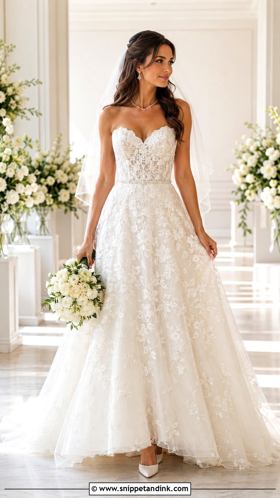 Sweetheart Lace A Line Wedding Dress - Snippet and Ink - 20 Lace Aline Wedding Dress Ideas