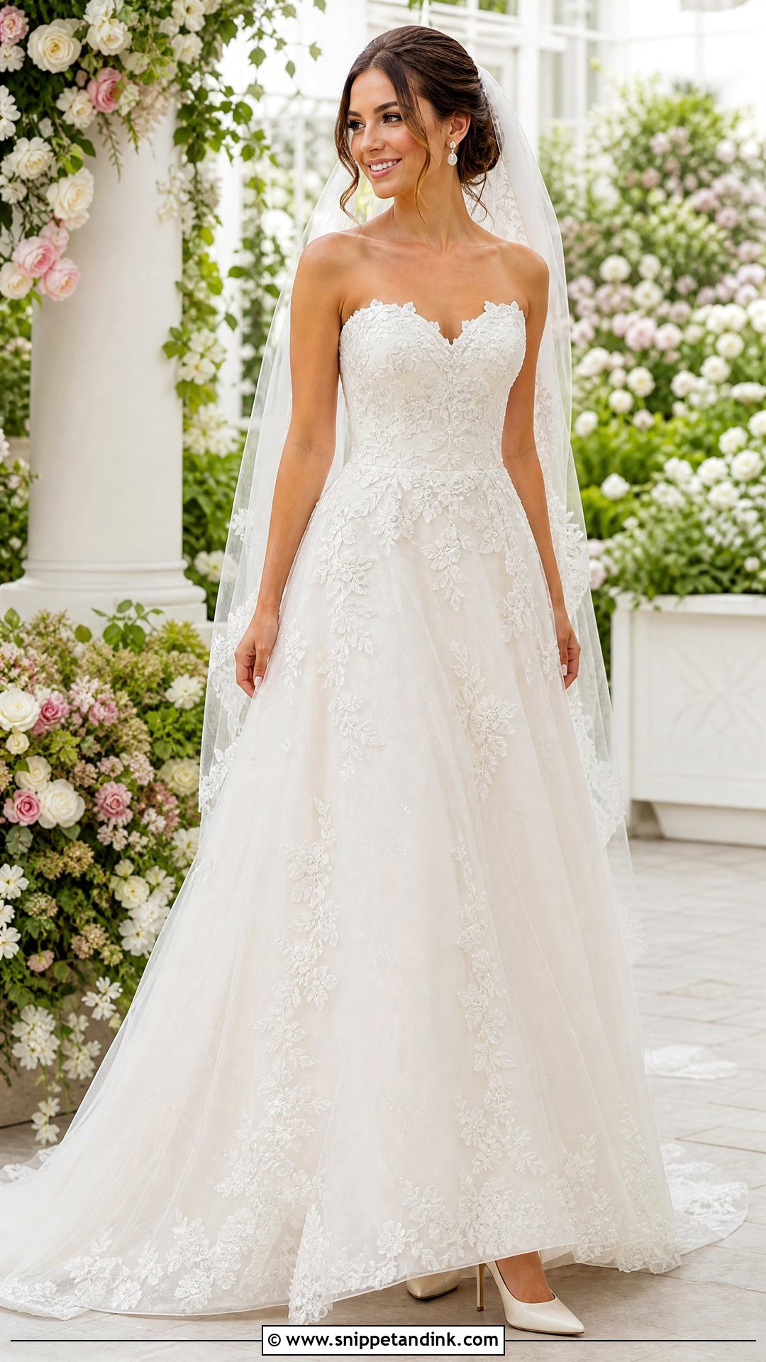 Sweetheart Lace Applique Wedding Dress - Snippet and Ink - 20 Lace Applique Wedding Dress Ideas