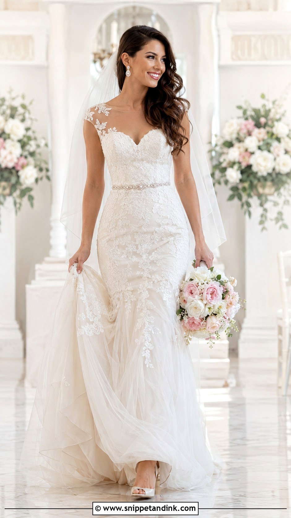 Sweetheart Lace Cap Sleeve Wedding Dress - Snippet and Ink - 20 Lace Cap Sleeve Wedding Dress Ideas