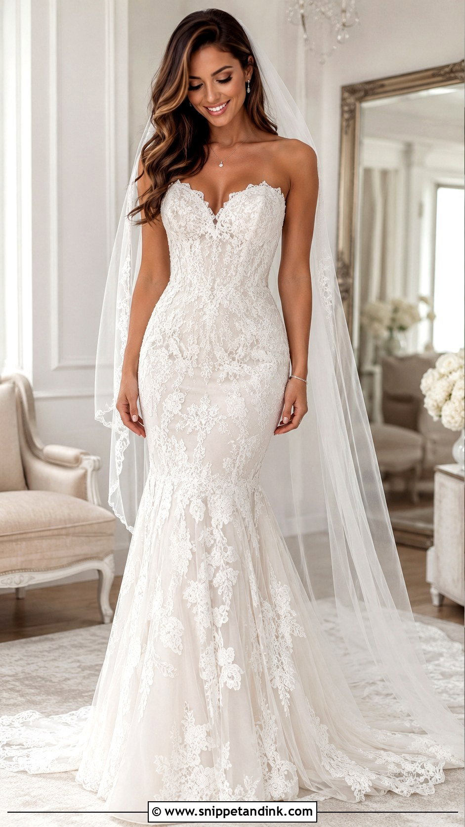 Sweetheart Lace Fit And Flare Wedding Dress - Snippet and Ink - 20 Fit Wedding Dress Ideas