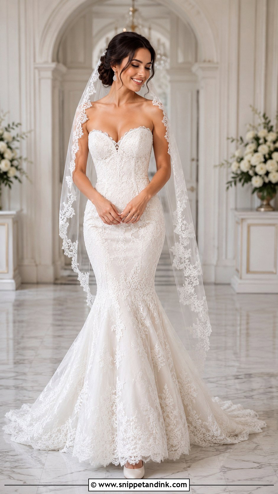 Sweetheart Lace Mermaid Wedding Dress - Snippet and Ink - 20 Form Fitting Wedding Dresses