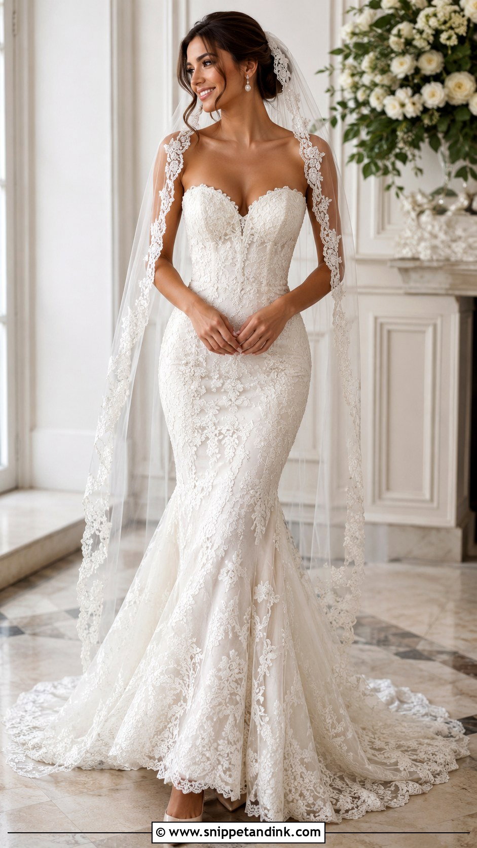 Sweetheart Lace Mermaid Wedding Dress - Snippet and Ink - 30 Lace Mermaid Wedding Dress Ideas