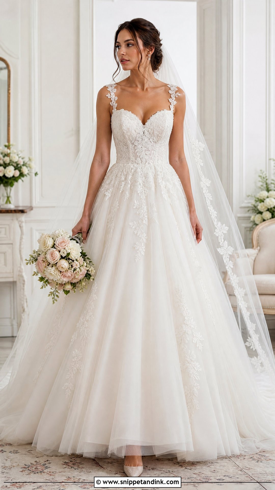 Sweetheart Lace Top Wedding Dress - Snippet and Ink - 25 Lace Top Wedding Dress Ideas
