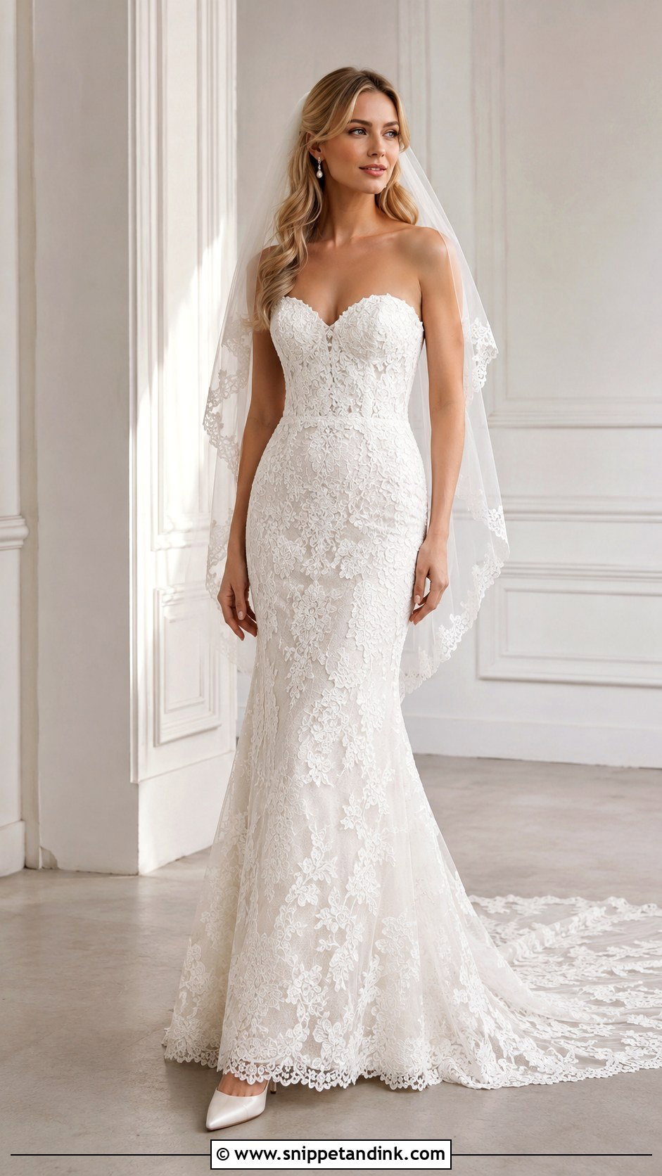 Sweetheart Lace Trumpet Wedding Dress - Snippet and Ink - 20 Lace Trumpet Wedding Dress Ideas