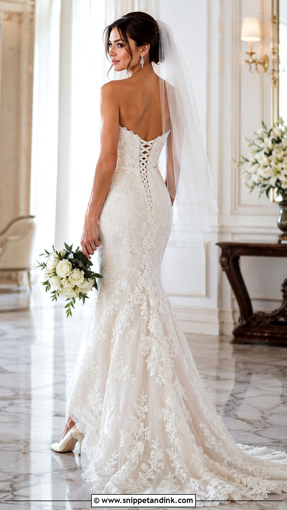 Sweetheart Lace Up Back Mermaid Wedding Dress - Snippet and Ink - 20 Lace Up Back Wedding Dress Ideas