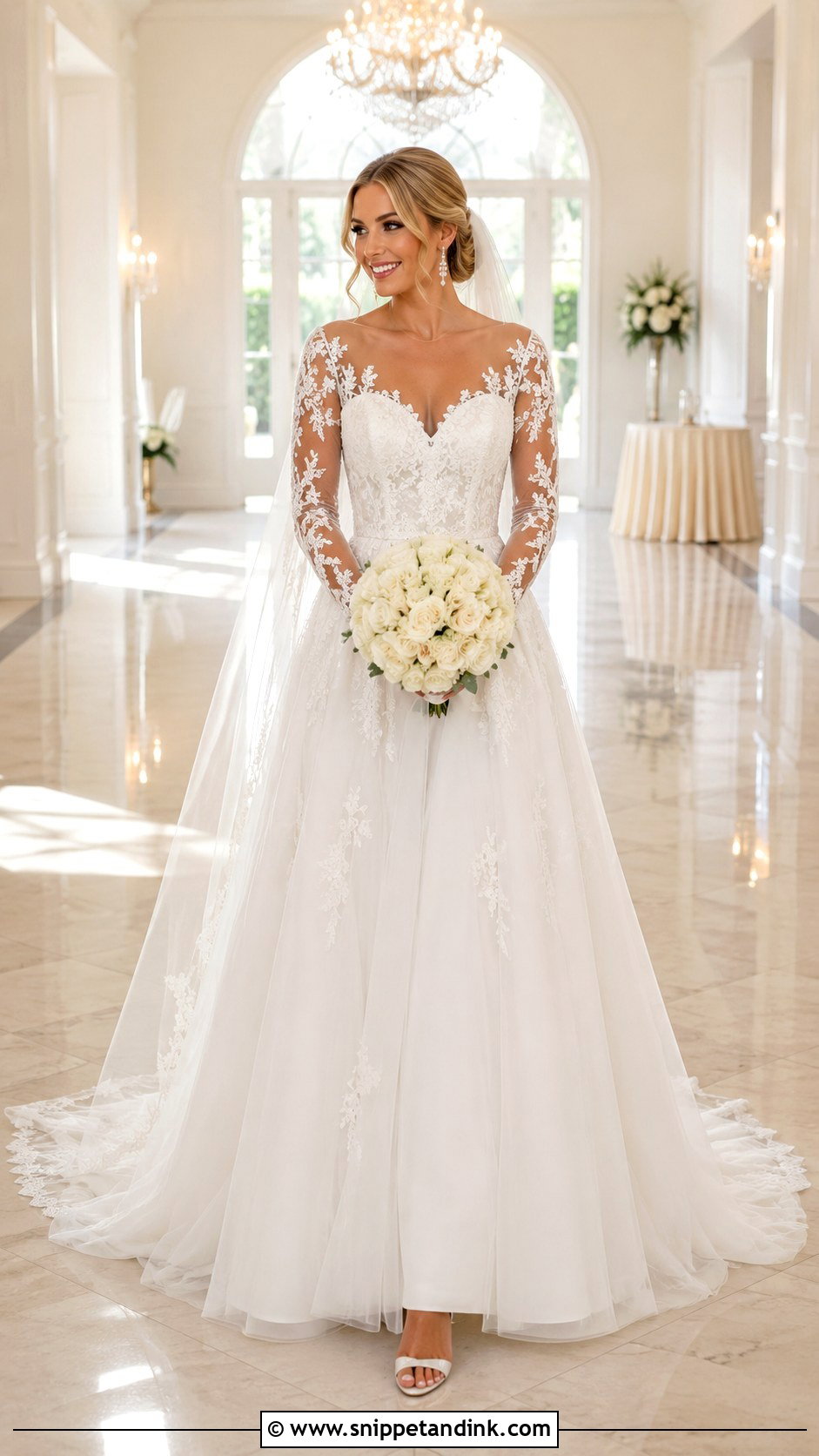 Sweetheart Long Sleeve A Line Wedding Dress - Snippet and Ink - 20 Long Sleeve a Line Wedding Dress Ideas