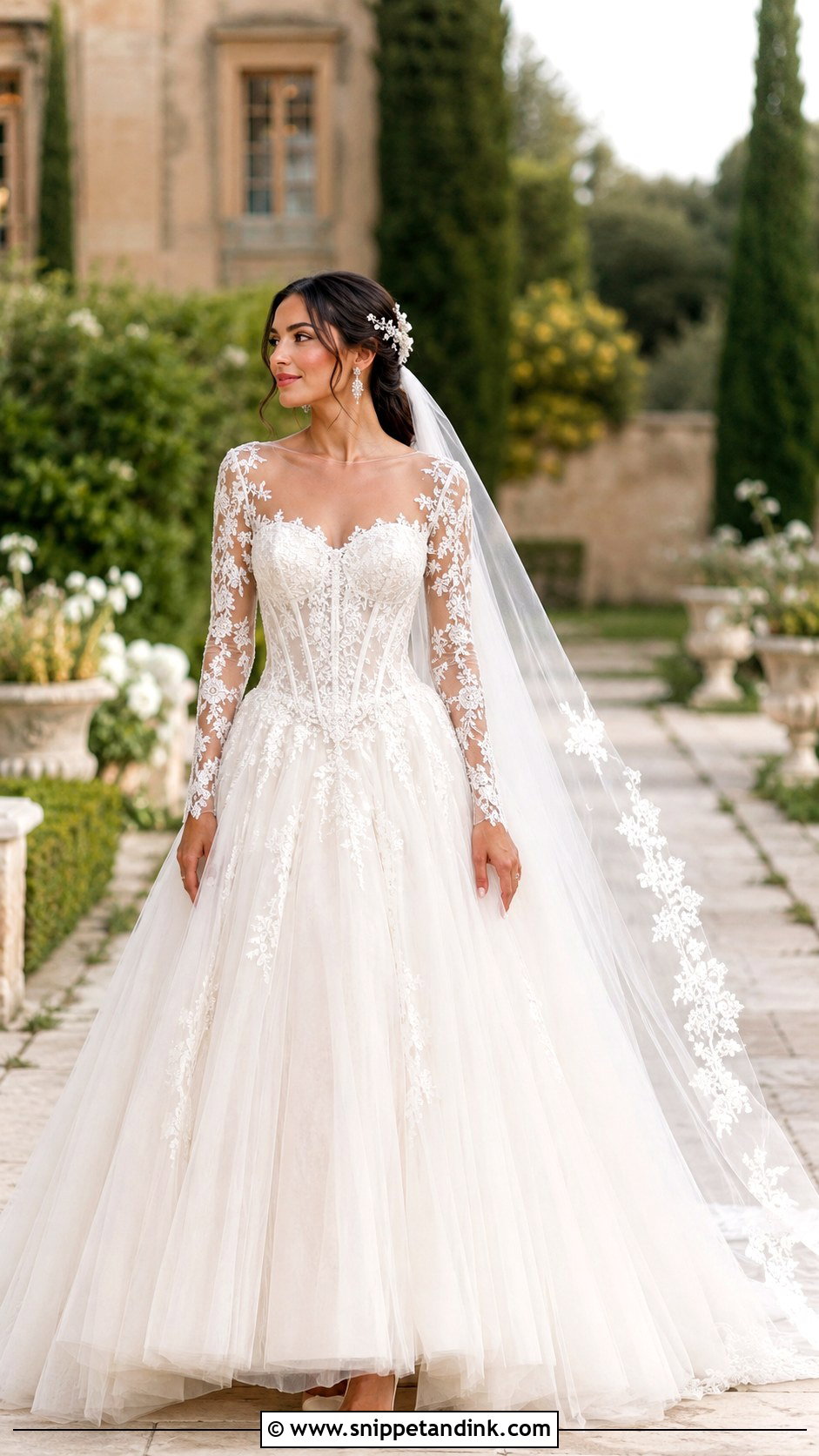 Sweetheart Long Sleeve Basque Waist Wedding Dress - Snippet and Ink - 20 Long Sleeve Basque Waist Wedding Dress Ideas
