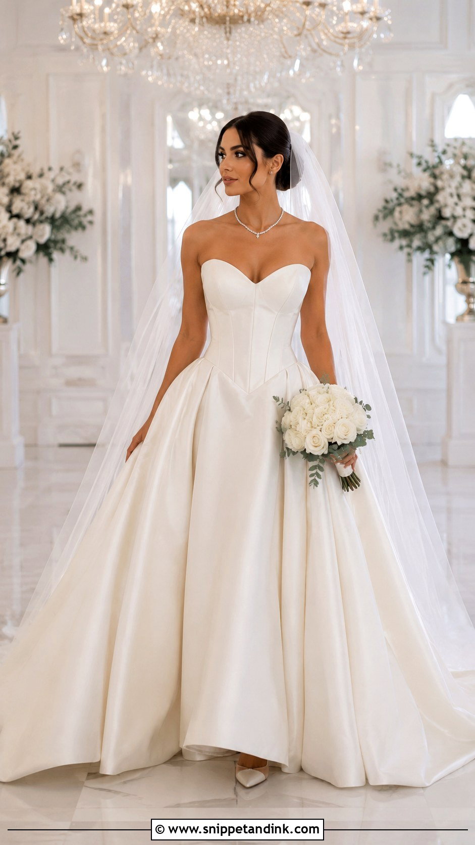 Sweetheart Low Waist Ball Gown With Crystal Jewelry - Snippet and Ink - 20 Low Waist Wedding Dresses