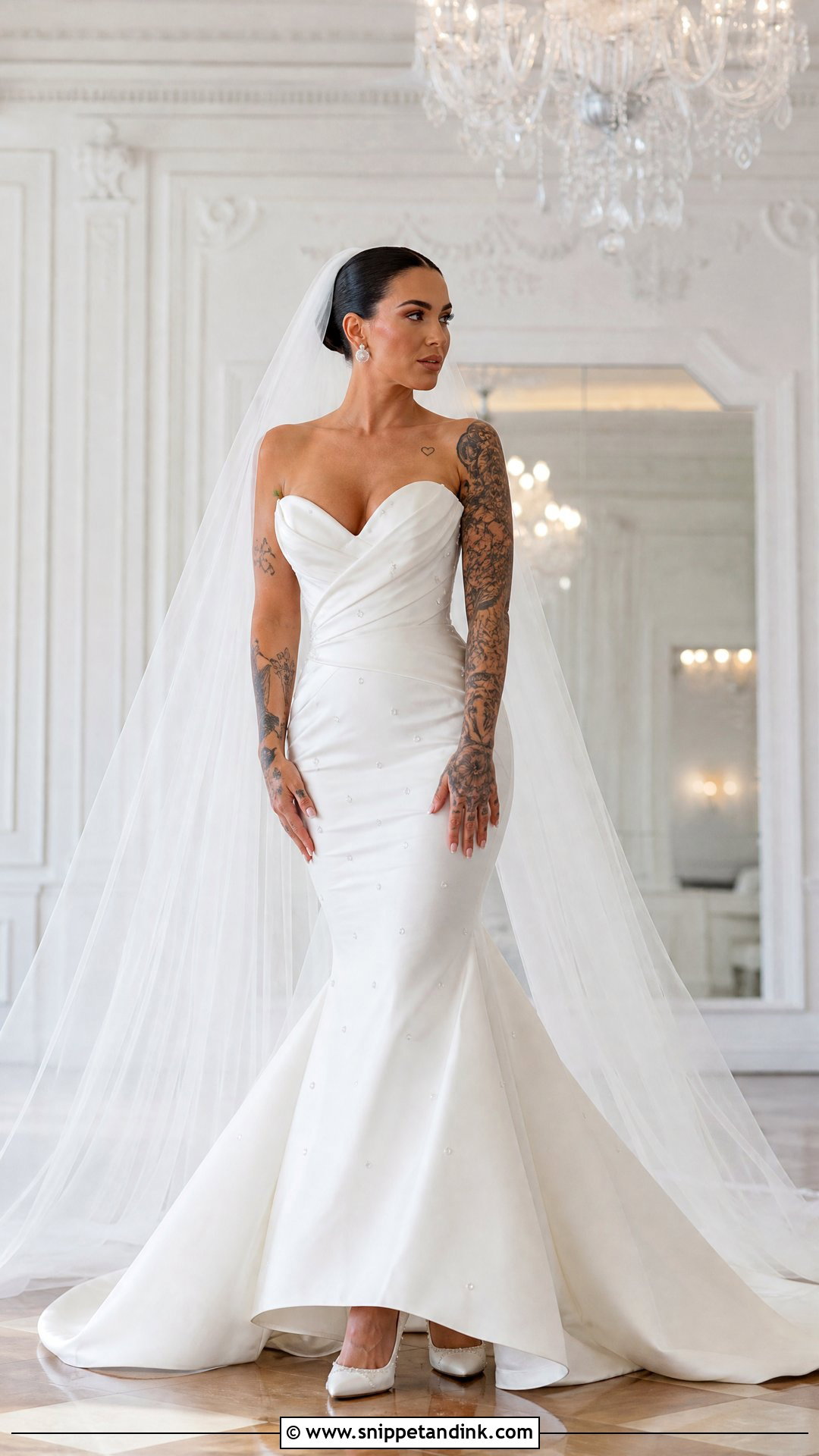 Sweetheart Mermaid Tattoo Wedding Dress - Snippet and Ink - 20 Tattoos Wedding Dress Ideas