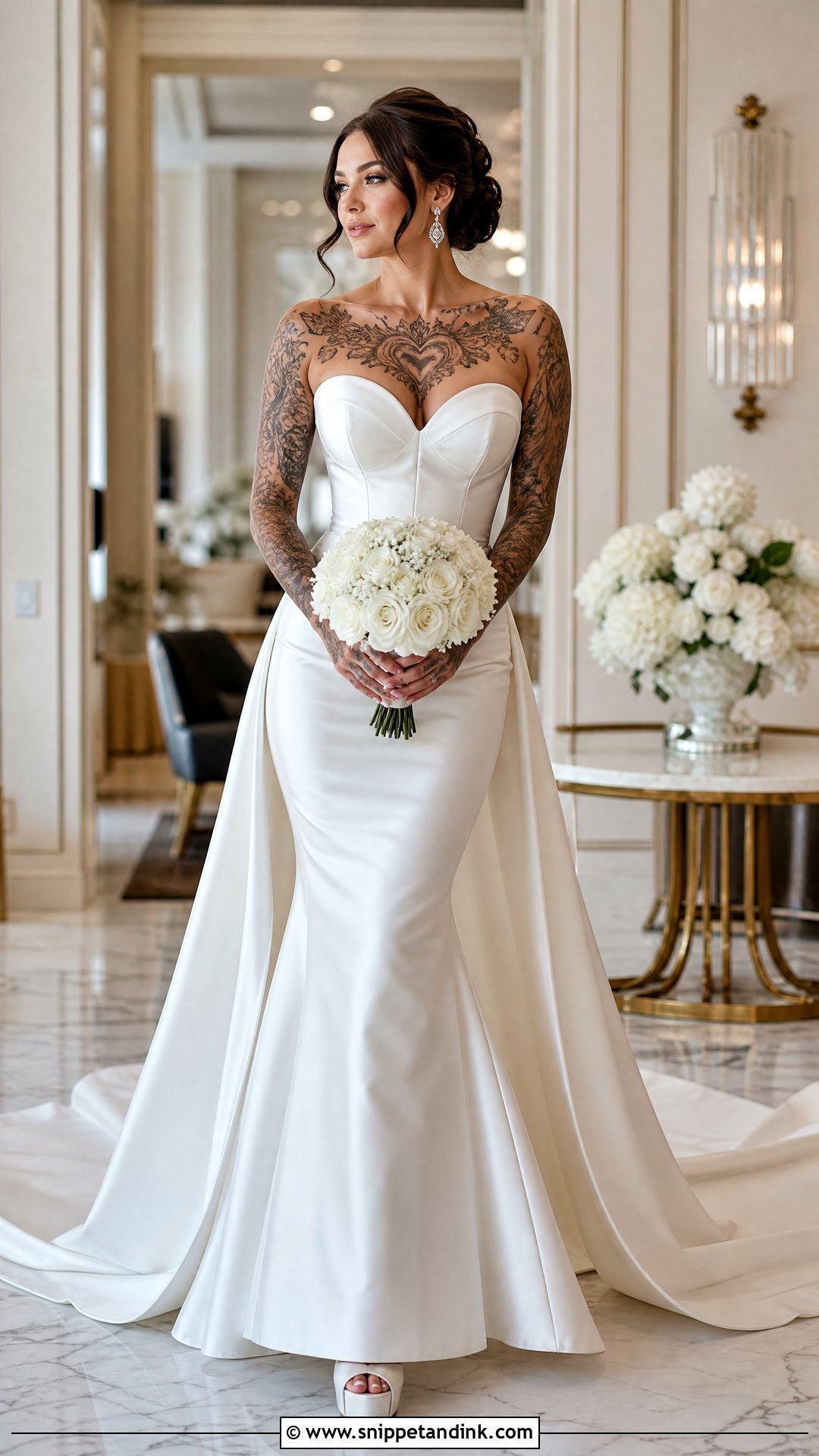 Sweetheart Mermaid Wedding Dress - Snippet and Ink - 20 Tattooed Bride Wedding Dress Ideas