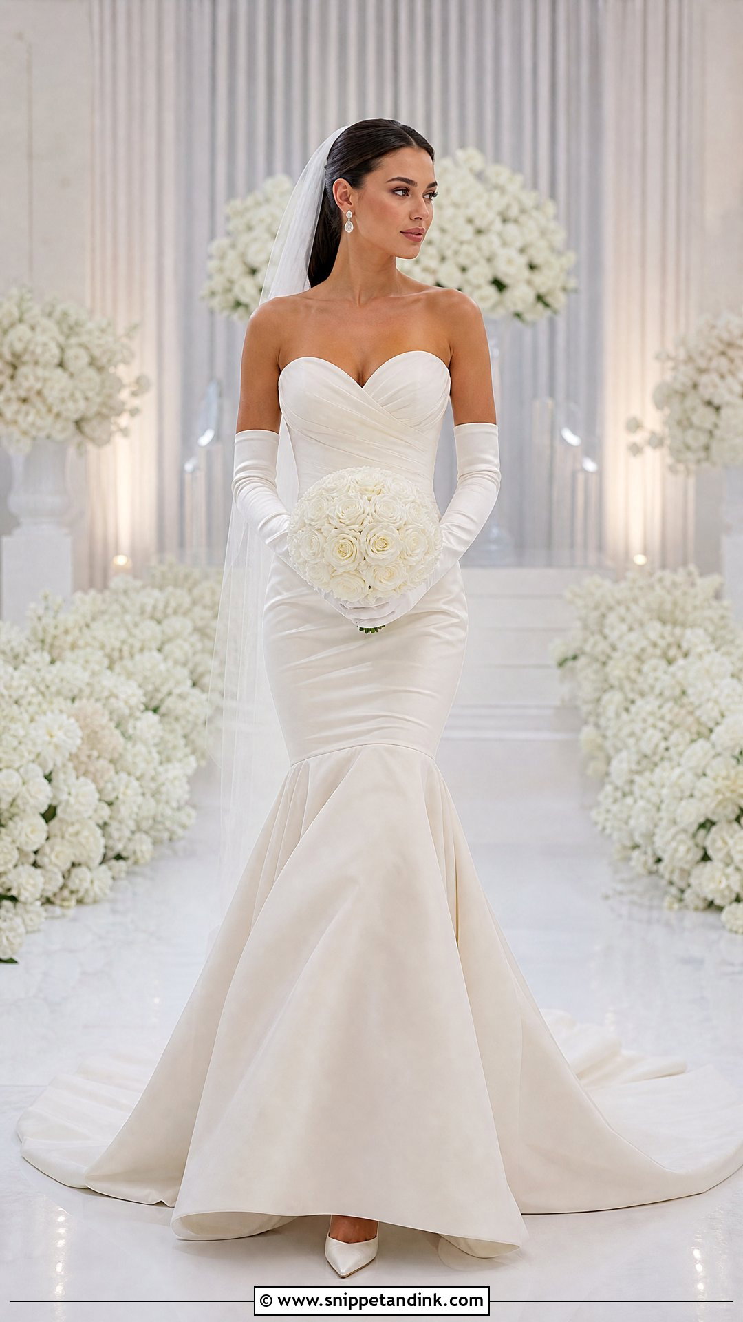 Sweetheart Mermaid Wedding Dress With Long Satin Gloves - Snippet and Ink - 20 Wedding Dress with Long Gloves Ideas