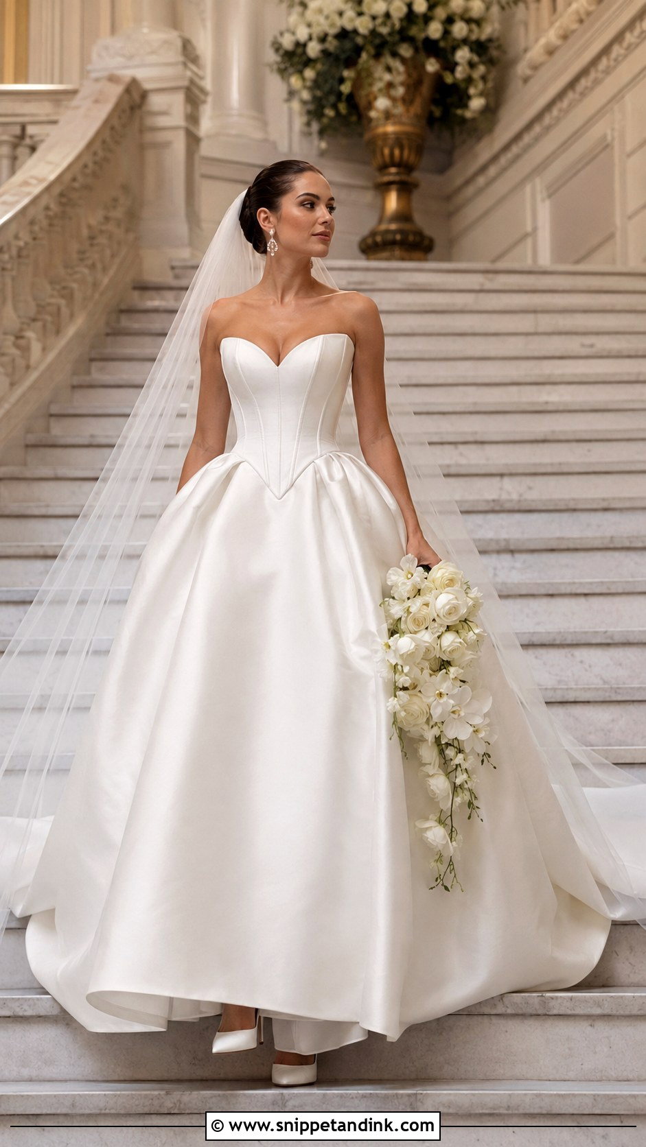Sweetheart Mikado Basque Waist Gown - Snippet and Ink - 20 Mikado Wedding Gown Ideas