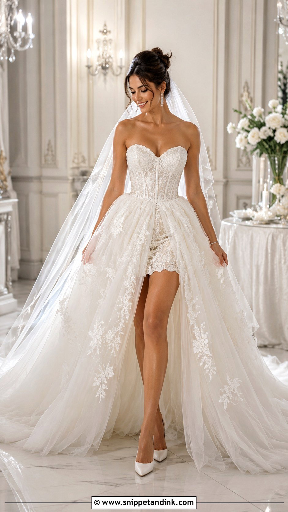 Sweetheart Neck Detachable Skirt Wedding Dress - Snippet and Ink - 20 Detachable Skirt Wedding Dresses