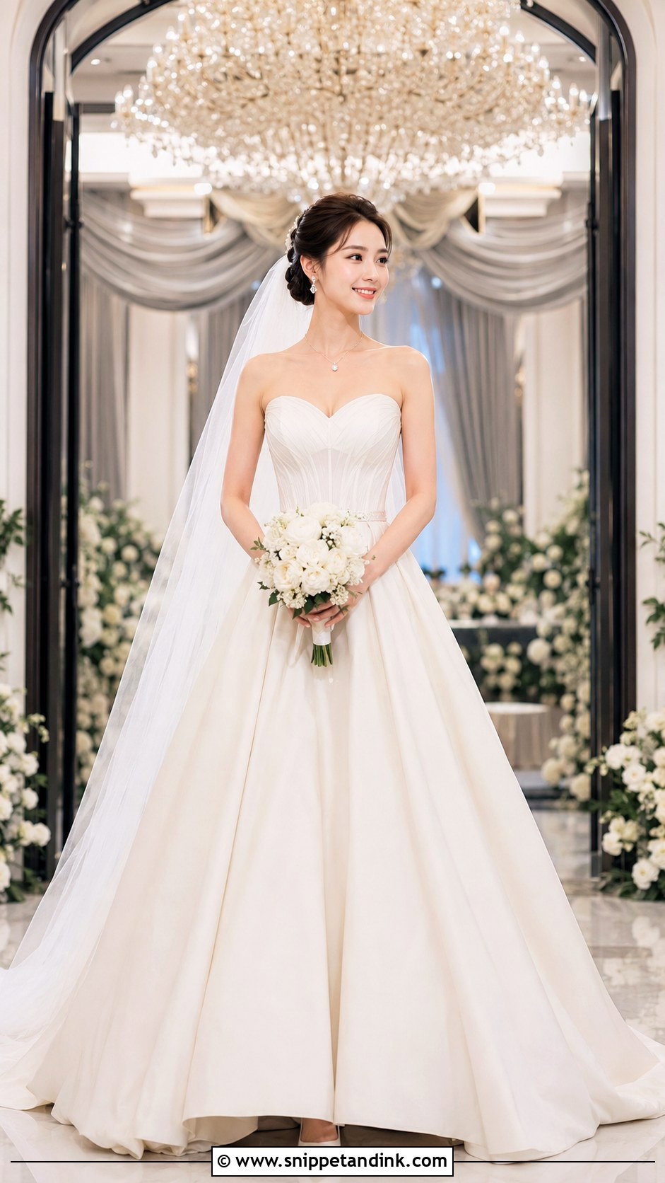 Sweetheart Neck Kdrama Wedding Dress - Snippet and Ink - 20 Kdrama Wedding Dress Ideas