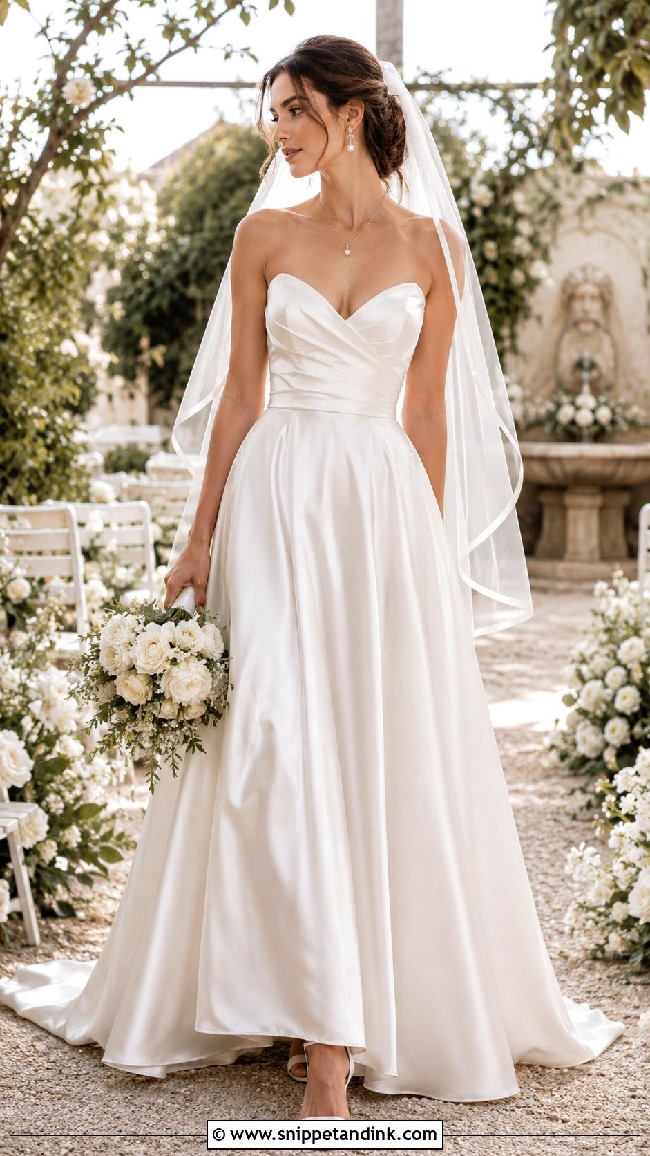 Sweetheart Neck Satin Wedding Dress - Snippet and Ink - 20 Vintage Satin Wedding Dress Ideas