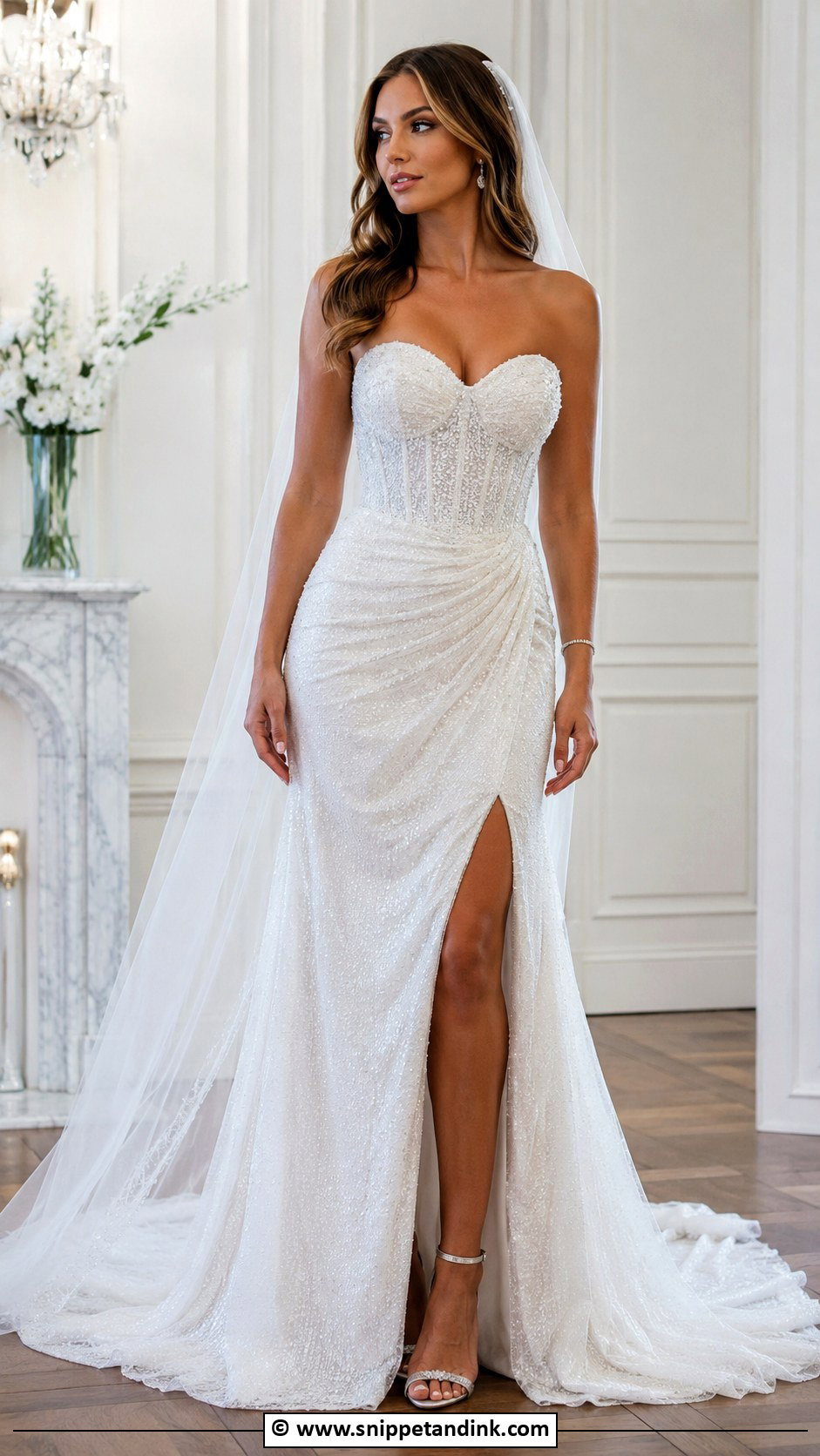 Sweetheart Neckline Beaded Wedding Dress - Snippet and Ink - 30 Sweetheart Neckline Wedding Dress Ideas