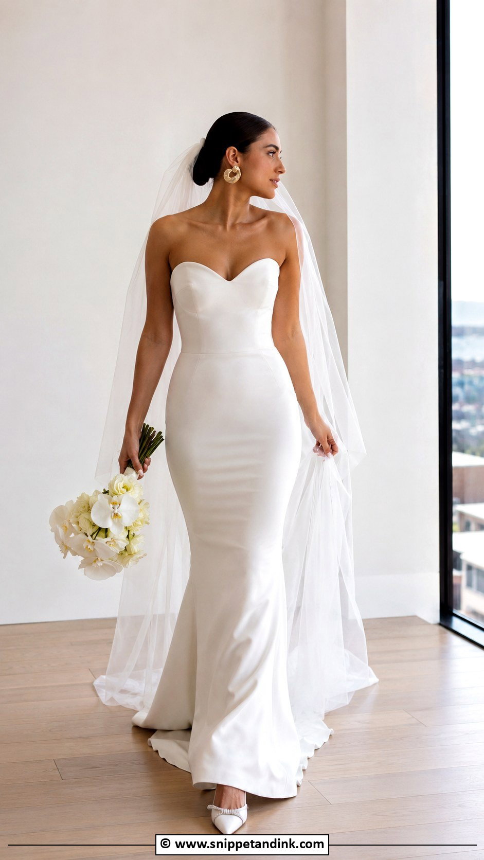 Sweetheart Neckline Crepe Wedding Dress - Snippet and Ink - 30 Sweetheart Neckline Wedding Dress Ideas