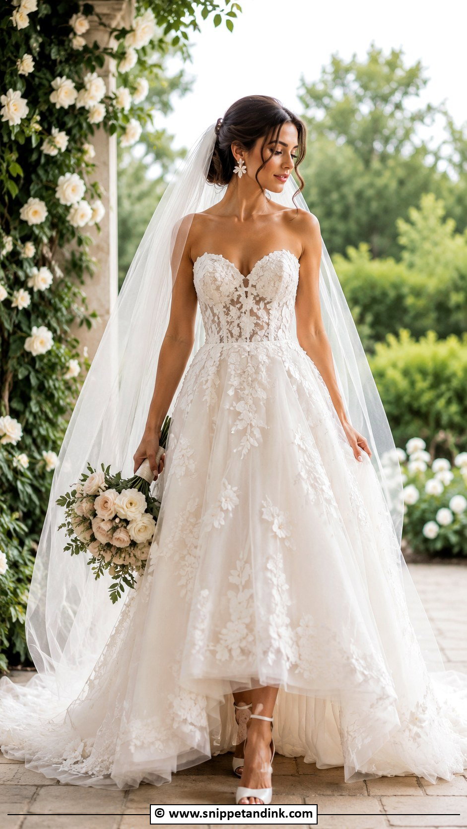 Sweetheart Neckline Floral Wedding Dress - Snippet and Ink - 30 Sweetheart Neckline Wedding Dress Ideas