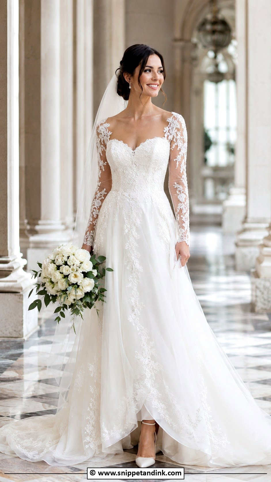 Sweetheart Neckline Long Sleeve Wedding Dress - Snippet and Ink - 30 Sweetheart Neckline Wedding Dress Ideas