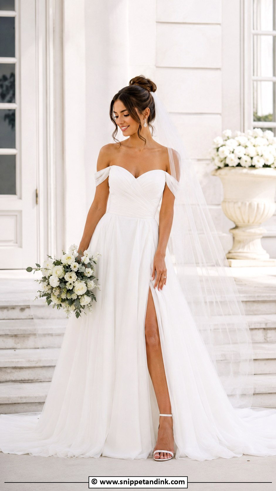 Sweetheart Neckline Off Shoulder Wedding Dress - Snippet and Ink - 30 Sweetheart Neckline Wedding Dress Ideas