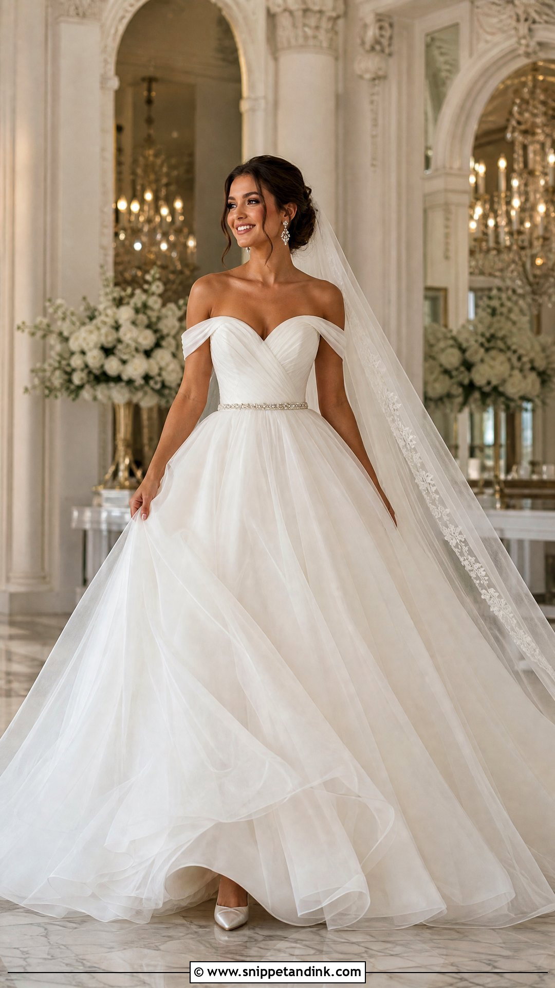 Sweetheart Off the Shoulder Ball Gown Wedding Dress - Snippet and Ink - 20 Off the Shoulder Ball Gown Wedding Dress Ideas
