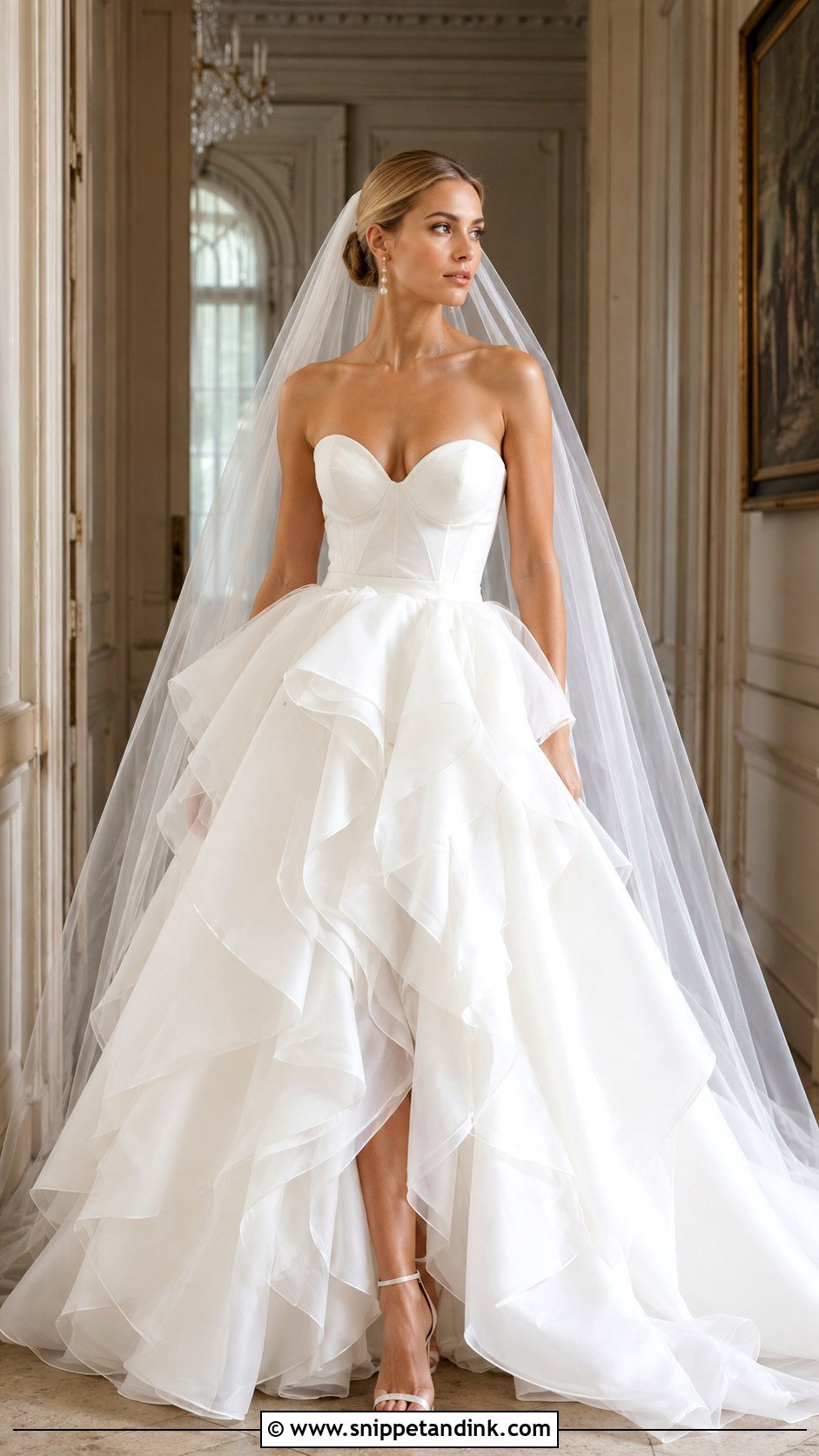 Sweetheart Organza Layered Skirt Wedding Dress - Snippet and Ink - 20 Layered Skirt Wedding Dress Ideas