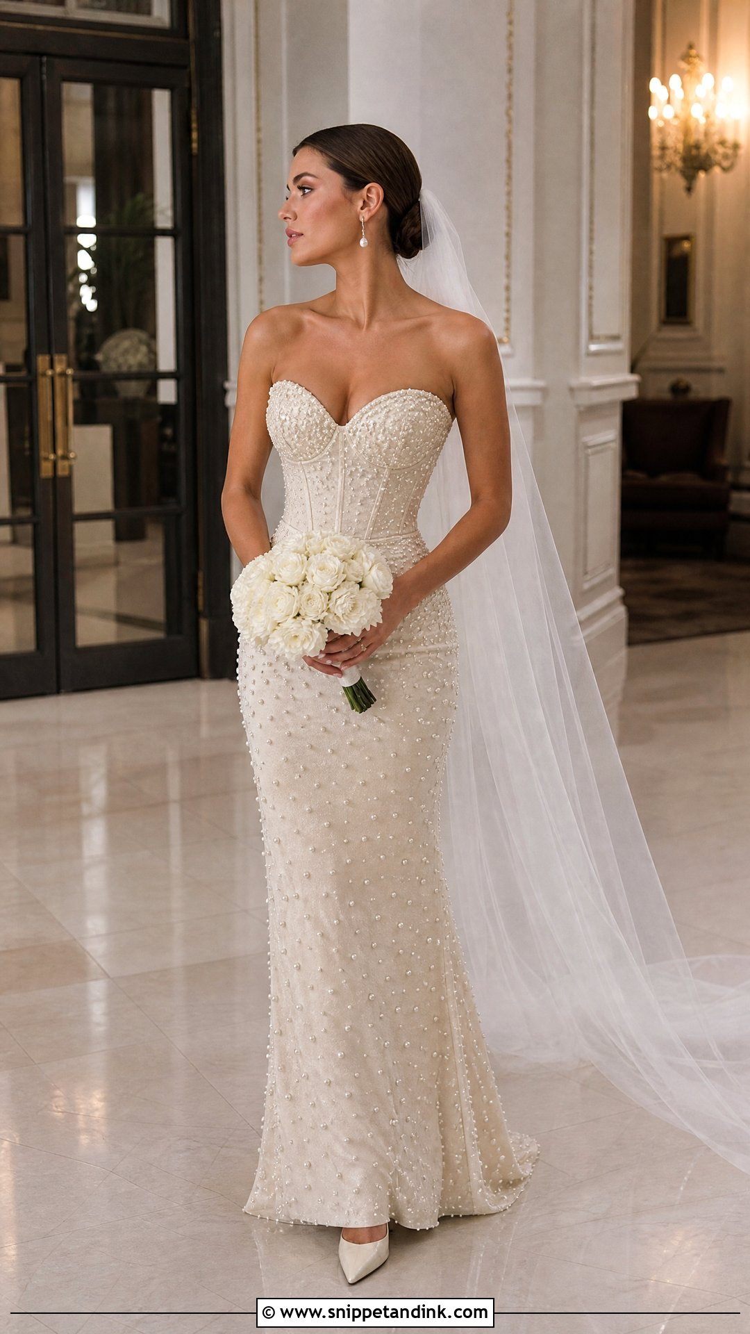 Sweetheart Pearl Beaded Wedding Dress - Snippet and Ink - 20 Sweet Heart Wedding Dress Ideas