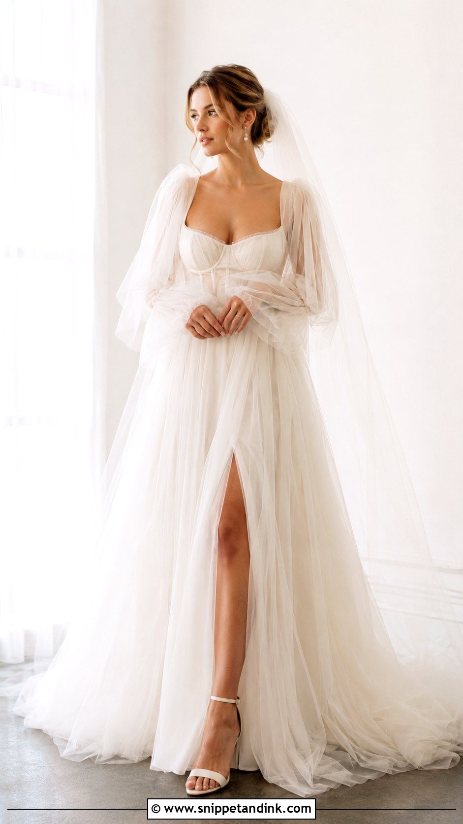 Sweetheart Puff Sleeve Wedding Dress - Snippet and Ink - 25 Puffy Sleeve Wedding Dress Ideas