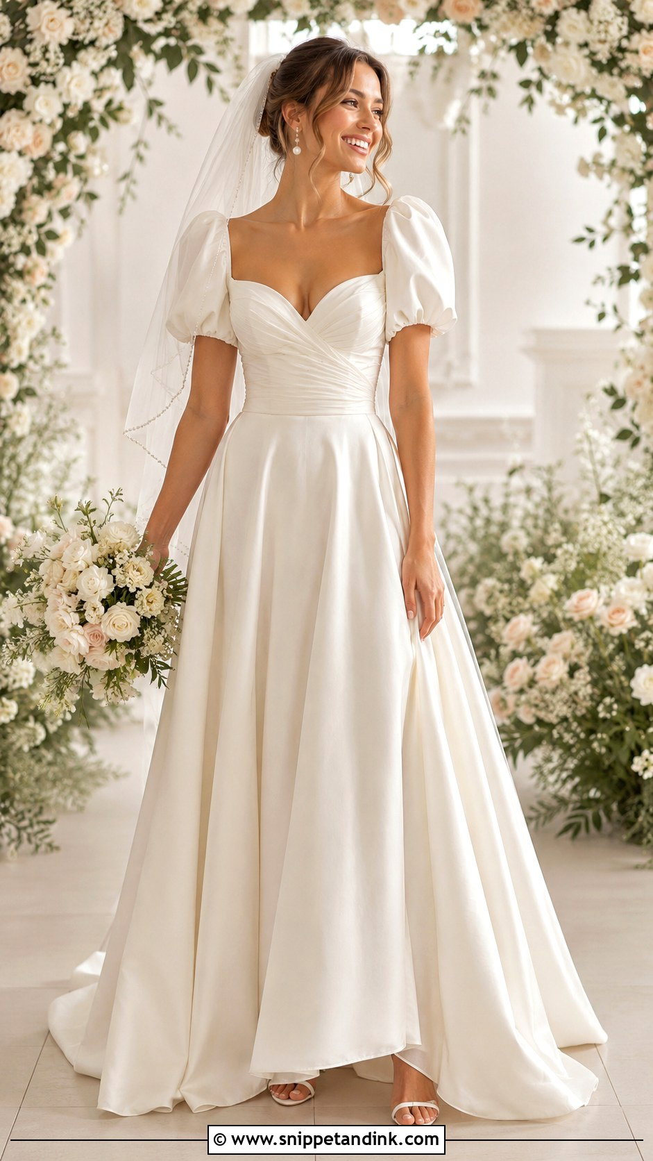 Sweetheart Puff Sleeve Wedding Dress - Snippet and Ink - 30 Puff Sleeve Wedding Dress Ideas